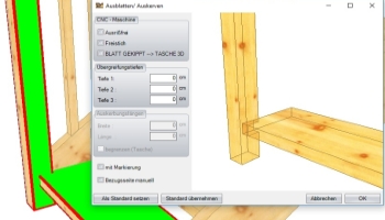 Einzelne Ausblattungen von Stufen an z.B. Pfosten